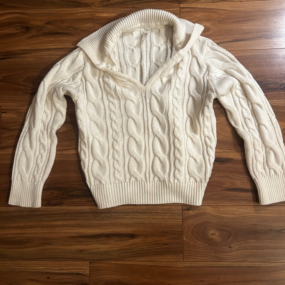 Cream Cable Knit Women's Sweater